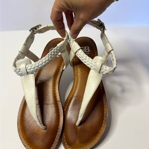 Gianni Bini T strap white Braided Thong Sandals